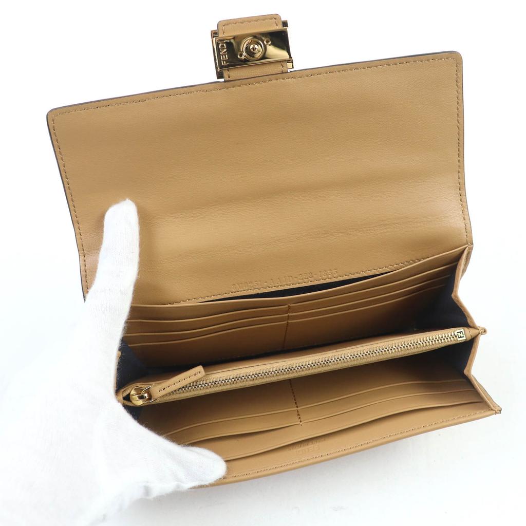 FENDI Purse FFMetal Baguette Continental Leather Long Wallet with 3D FF 8M0251 Used