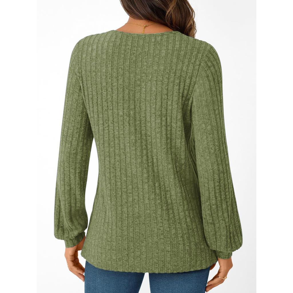 Women's Long Sleeve V-Neck T-Shirt Casual Basic Top for Everyday Wear