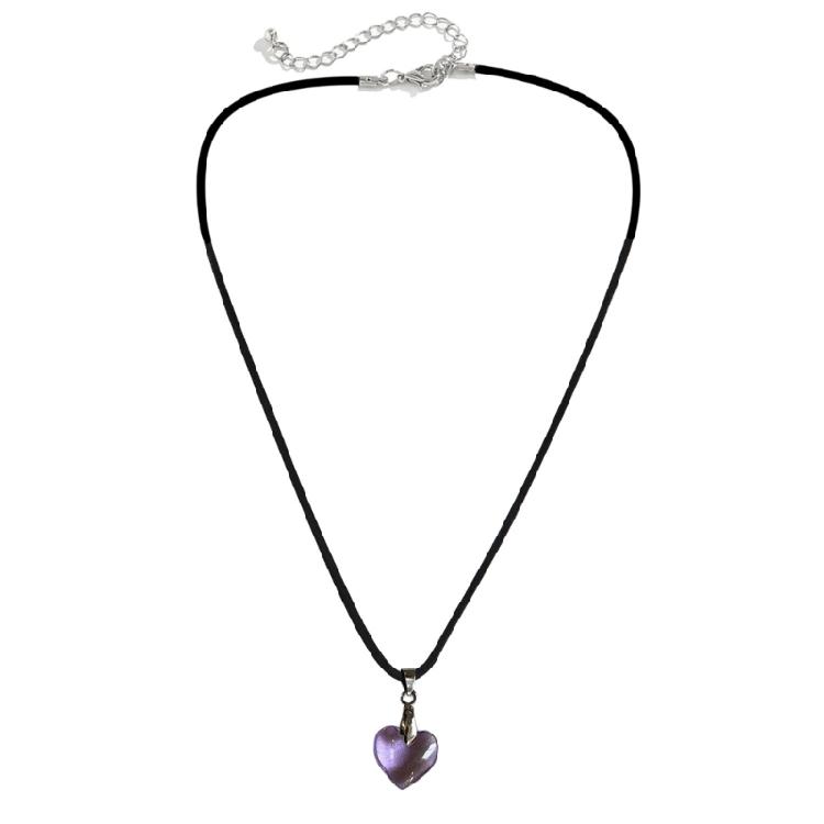 Glass Glass Heart Choker Necklace Valentines Day Wedding Jewelry Clavicle Chain