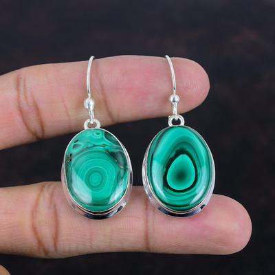Malachit Ohrringe 925 Sterling Silber Ohrringe Edelstein Schmuck Handgemacht Ohrringe Natürlicher Malachit Schmuck Geschenk für Sie Unikat Design Ohrringe