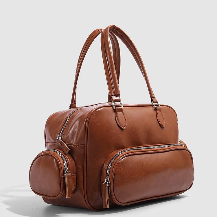 This year's popular bags 2025 new vintage handbag Boston bag large-capacity commuter shoulder bag motorcycle bag trendy