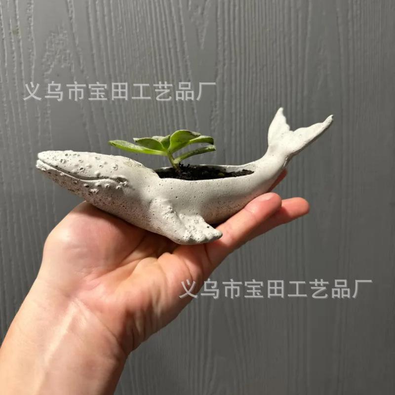 New product creative marine animal resin statue succulent flower pot decorative whale succulent home garden flower pot