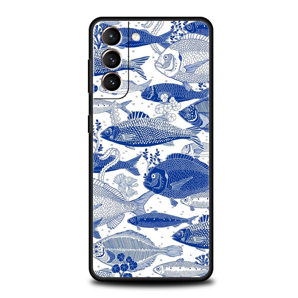 Blue Ocean Fish Phone Case for Samsung Galaxy S26 S25 S24 S23 S22 S20 S21 FE Ultra S25 Edge Plus 5G Soft TPU Cover Fundas Capas
