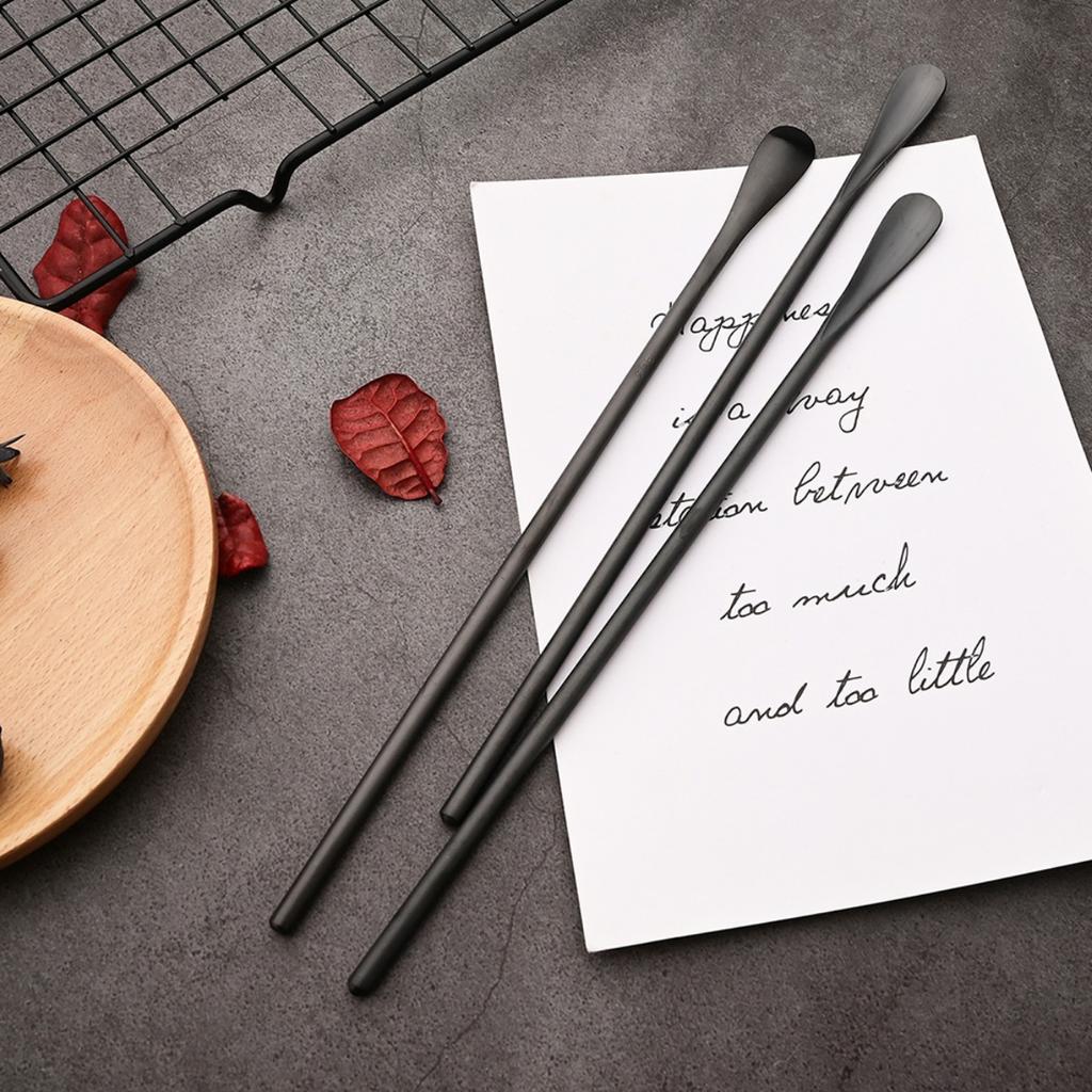 3-Piece Matte Long Handle Spoon Cocktail Mixing Stirring Spoons Stainless Steel Iced Tea Coffee Spoons