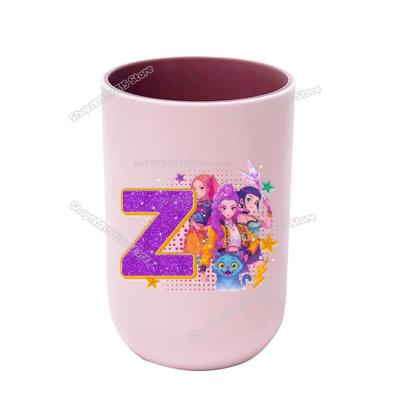 KPop Dämonenjäger Buchstabe A-Z Kinder Zahnbürstenbecher Rumi Mira Zoey Mädchen Mundspülbecher Trinkbecher Badezimmer Zahnbürstenhalter