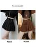 2026 Spring Retro Pleated High-Waisted Suede Skirt - Women's Slimming, Leg-Lengthening Academy Style