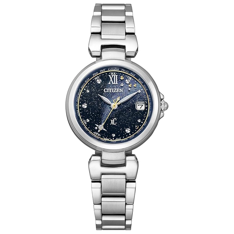 

[Citizen] watch cross sea Photovoltaic eco-drive radio clock waterproof Limited model navy meteor shower diamond EC1030-76E ladies silver