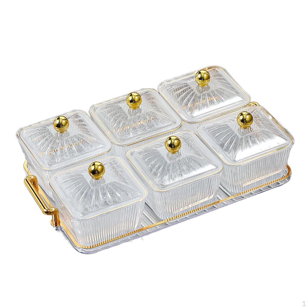 Appetizer Serving Tray Divided with Rack Luxury Multifunctional Cookies Jar Condiment