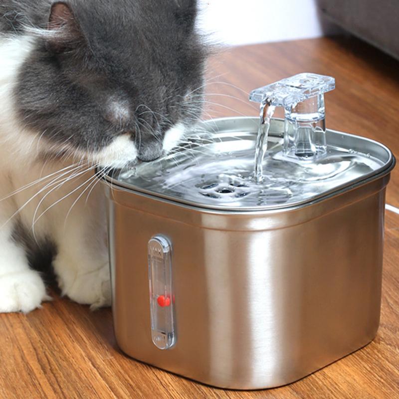 Automatic Stainless Steel Cat Fountain Water Dispenser Sensor Filter Ultra Quiet Pump Pet Cat Water Mark Water Fountain
