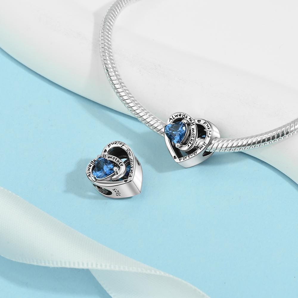 Love Heart Birthstone Beads Birthday Gift Copper Plated For Charms Copper Plated Original Bracelet For Jewelry Making