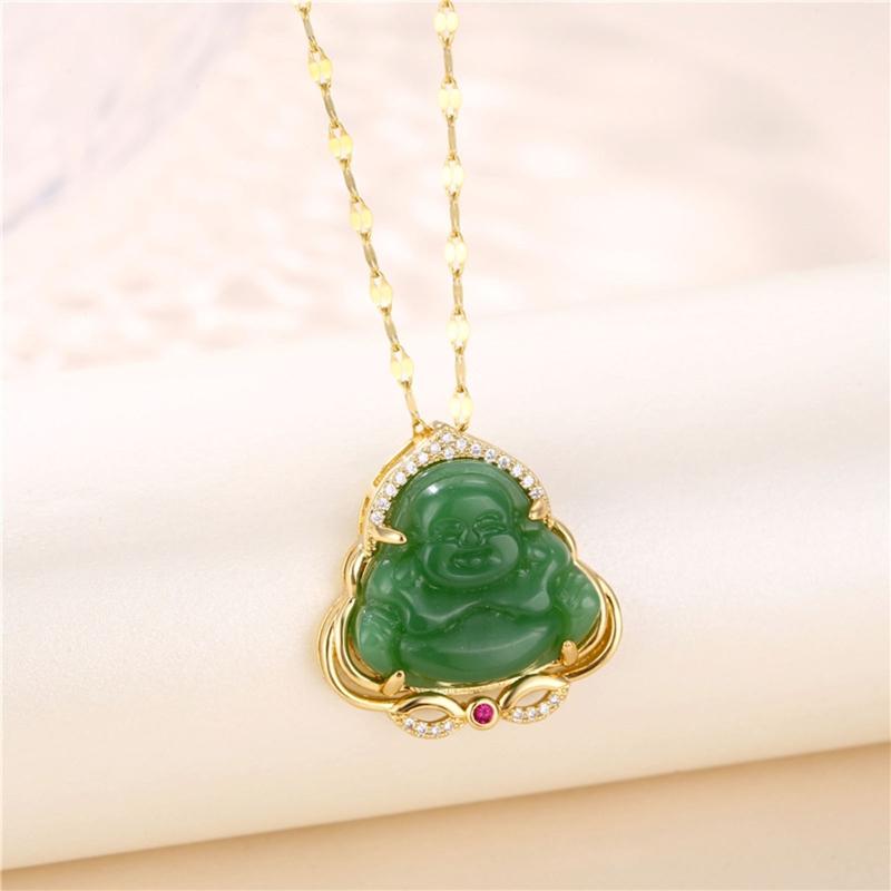 Unisex Hand-carved Maitreya Buddha Resin Pendant Necklace Charm Jewelry Fashion Amulet Magical Power Brings Blessing