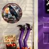 Catcher dei sogni rotondo in acrilico retrò 2D per Halloween - motivo pipistrello/corvo/gatto nero decorazione per finestra, decorazione per la casa horror da interni ed esterni