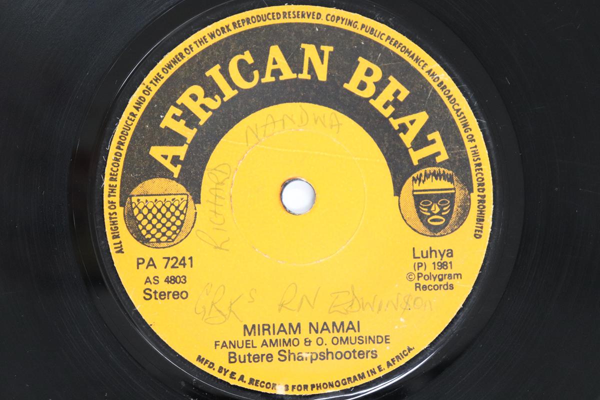 

7inch Record BUTERE SHARPSHOOTERS - Miriam Namai / Grce Yatsia Hena PA7241 AFRICAN BEAT 1981 Kenya World Music Used