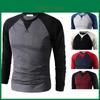 T-shirt da uomo a manica lunga raglan con scollo rotondo, vestibilità slim, qualità premium, per comfort casual