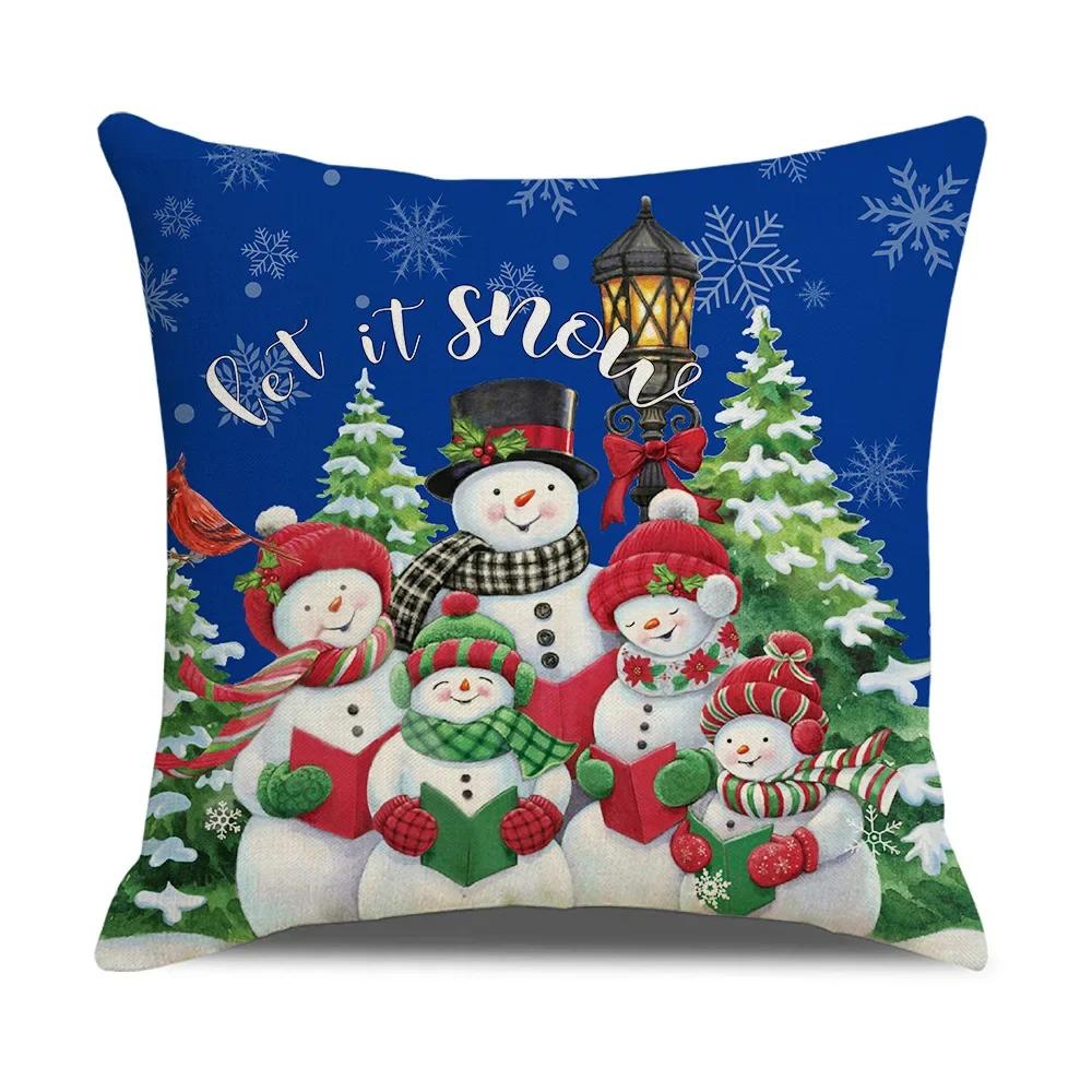 Xmas Cushion Cover Pillowcase Holiday Decor Christmas Pillow Covers Antler Bear Snowflake Christmas Tree Pillow Case