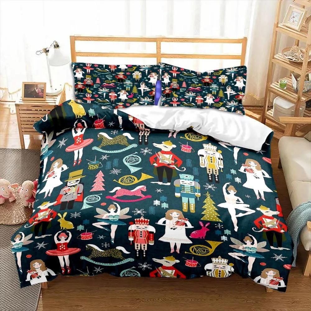 Nutcracker Cartoon Duvet Cover Merry Christmas Gift Boys Bedroom Decoration Women Men Cartoon Royal Guarder Queen King Size