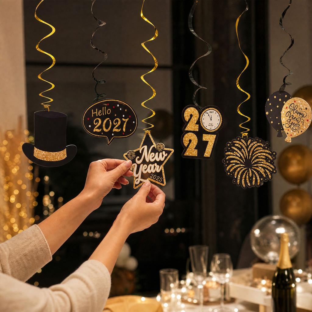 New Year's Eve Party Decorations Hanging Ornaments 6 Pack
