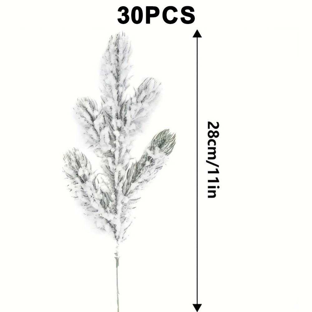 15Pcs Snowy Artificial Pine Needle Branches for Holiday Decor Christmas Tree Accents Wreaths Garlands and Crafting Projects