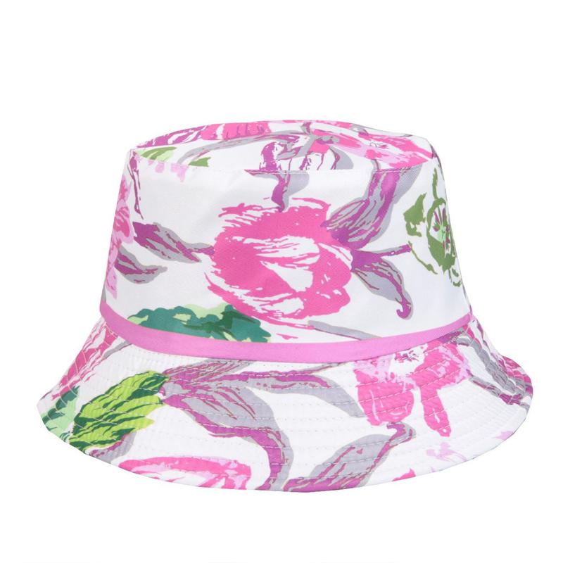 Summer Travel Fisherman Cotton Hawaiian Floral Printed Bucket Hats Unisex Double Sided Wear Reversible Sun Protection Beach Hat