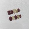 New Year's Manicure Pure Hand-wearing Nail Pieces Handmade High-end Simple Wine Red Jumping Magic Mirror Can Be Detached