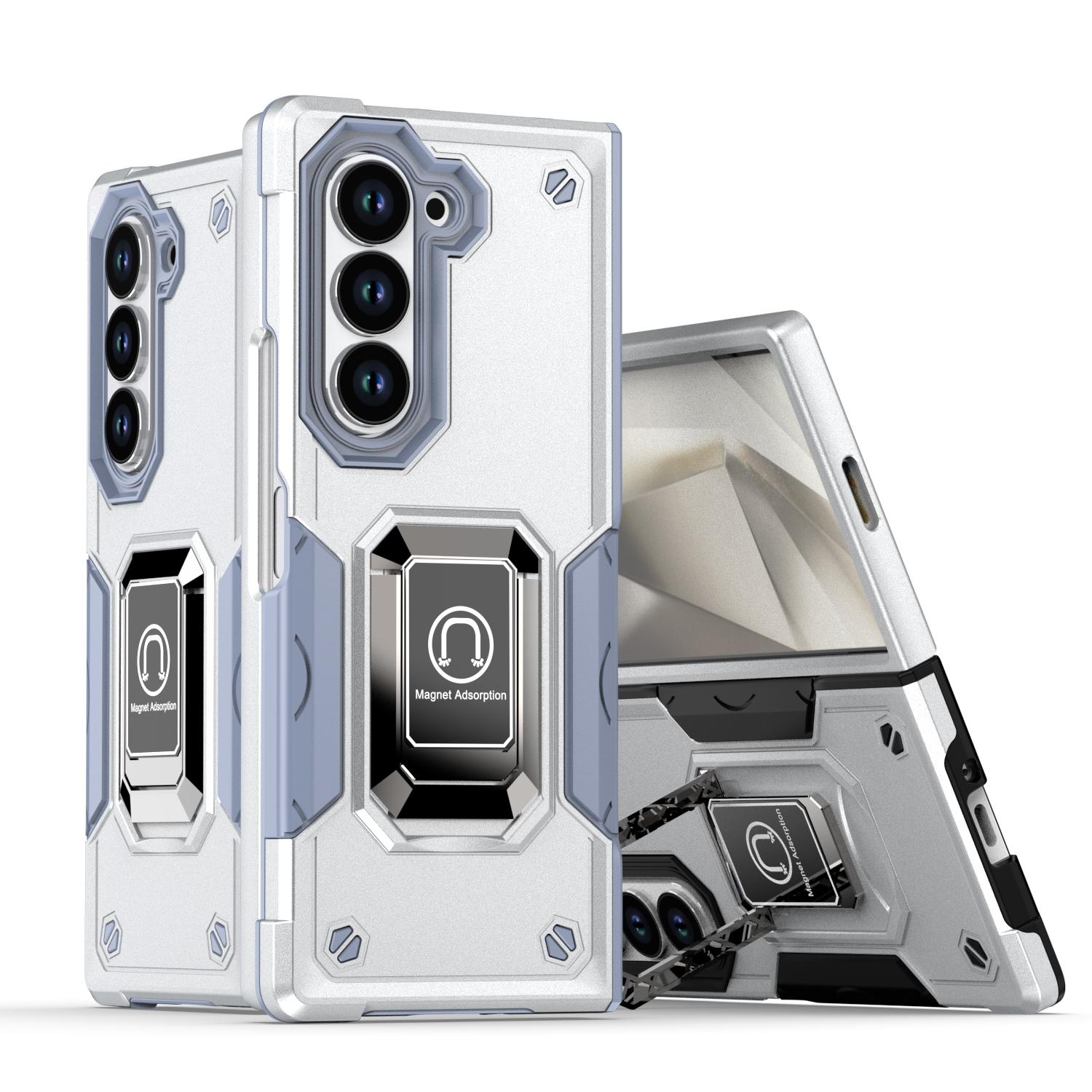 

Чехол Armor Heavy Duty Defender для Samsung Galaxy Z Fold 6 5 4 Противоударный чехол с металлическим кольцом и магнитной подставкой, полный защитный чехол For Galaxy Z Fold 5 белый