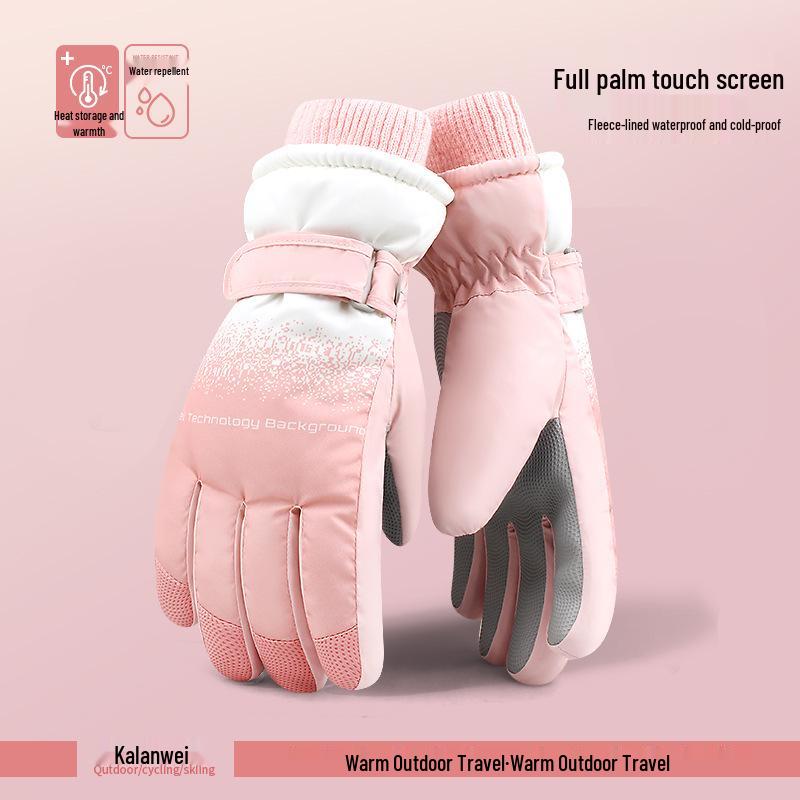 

Женские и мужские зимние сенсорные лыжные перчатки - Плюс бархат, Толстые, Ветрозащитные, Морозостойкие для езды на электромобилях One Size розовый