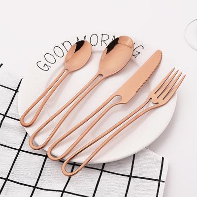 4Pcs/Set Rose Gold Cutlery Set Stainless Steel Tableware Knife Fork Coffee Spoon Dinnerware Set Kitchen Flatware Silverware