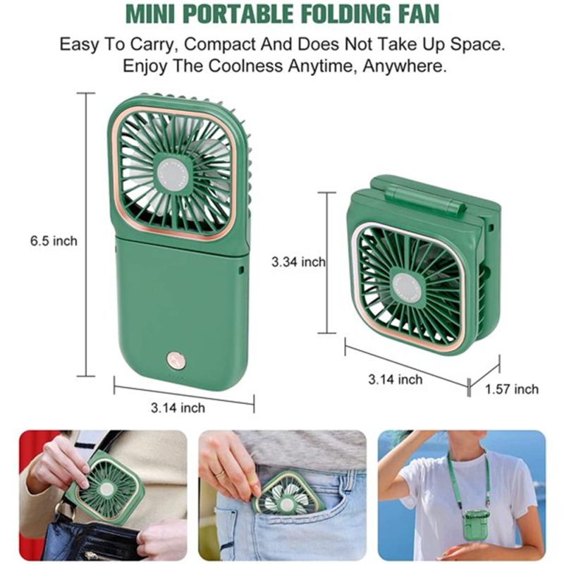 Mini ventilator portabil, cu 3 viteze, rotativ de 180 de grade, ventilator portabil pentru gât, reîncărcabil, pentru călătorii, biroul de acasă