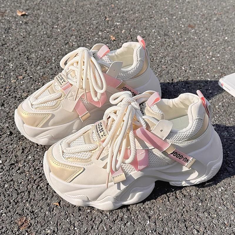 Daddy shoes women's 2025 new spring thick-soled heightening casual shoes muffin shoes little white shoes original design sense