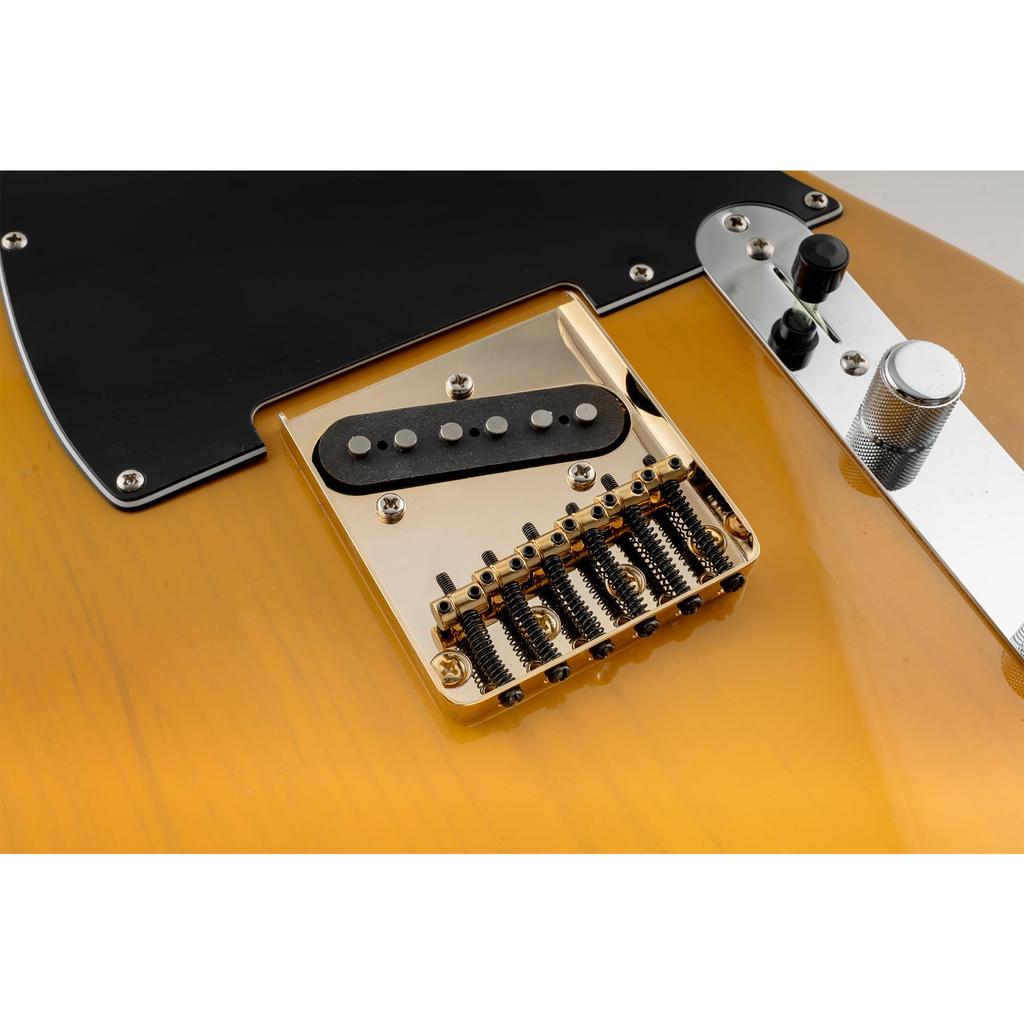 Musiclily Pro Pitch TL Type Vintage Gold 10.8mm Bridge, 6-way Saddle,