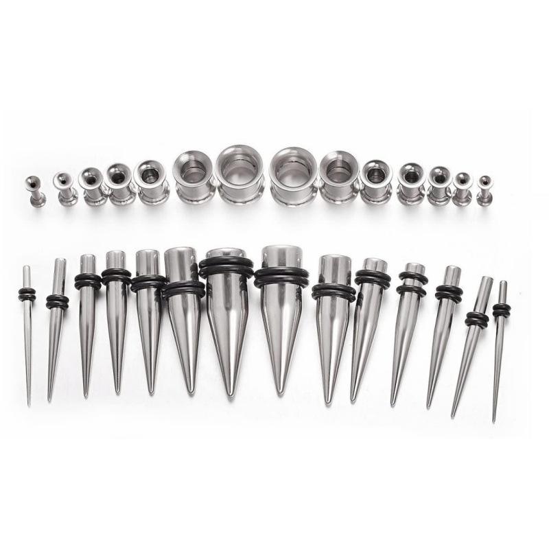 28-Piece Titanium Steel Cone Ear Stretching Kit: Helix, Trumpet Expanders, Stainless Steel Fashion Ear Stretchers