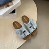 Sommer 2025 Neue Mode Dicksohlige Denim Freizeit-Strandschuhe mit Gürtelschnalle-Zehenfrei, Koreanische Flip-Flops für Damen