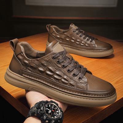 Męskie Buty Wzór Krokodyla Skóra Naturalna Męskie Oksfordki Sznurowane Męskie Casual Moda Nowe Wygodne Buty Biurowe Obuwie