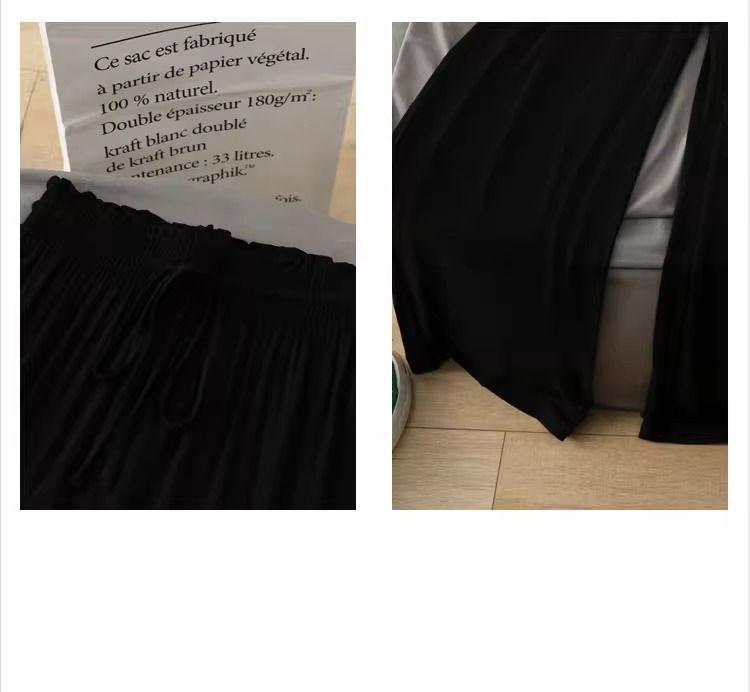 Women's Plus Size Summer High-Waist Modal Wide-Leg Pants - Lightweight, Loose Fit, Straight Leg Ice Silk
