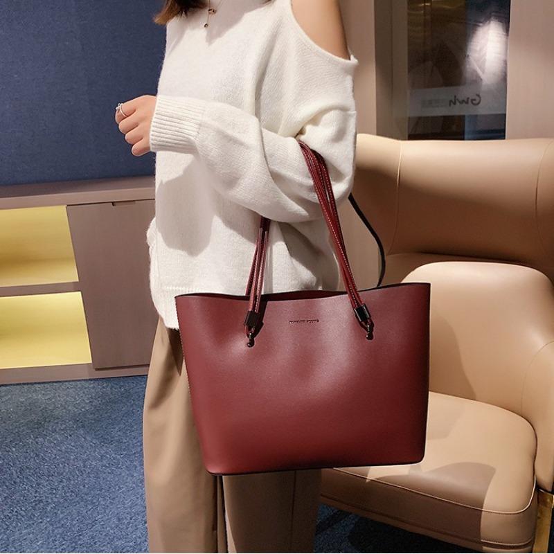 Ladies' Large-capacity Handbag Fashiable High-quality PU Handbag Niche Commuter Tote Bag Minimalist Style Classic Shoulder Bag