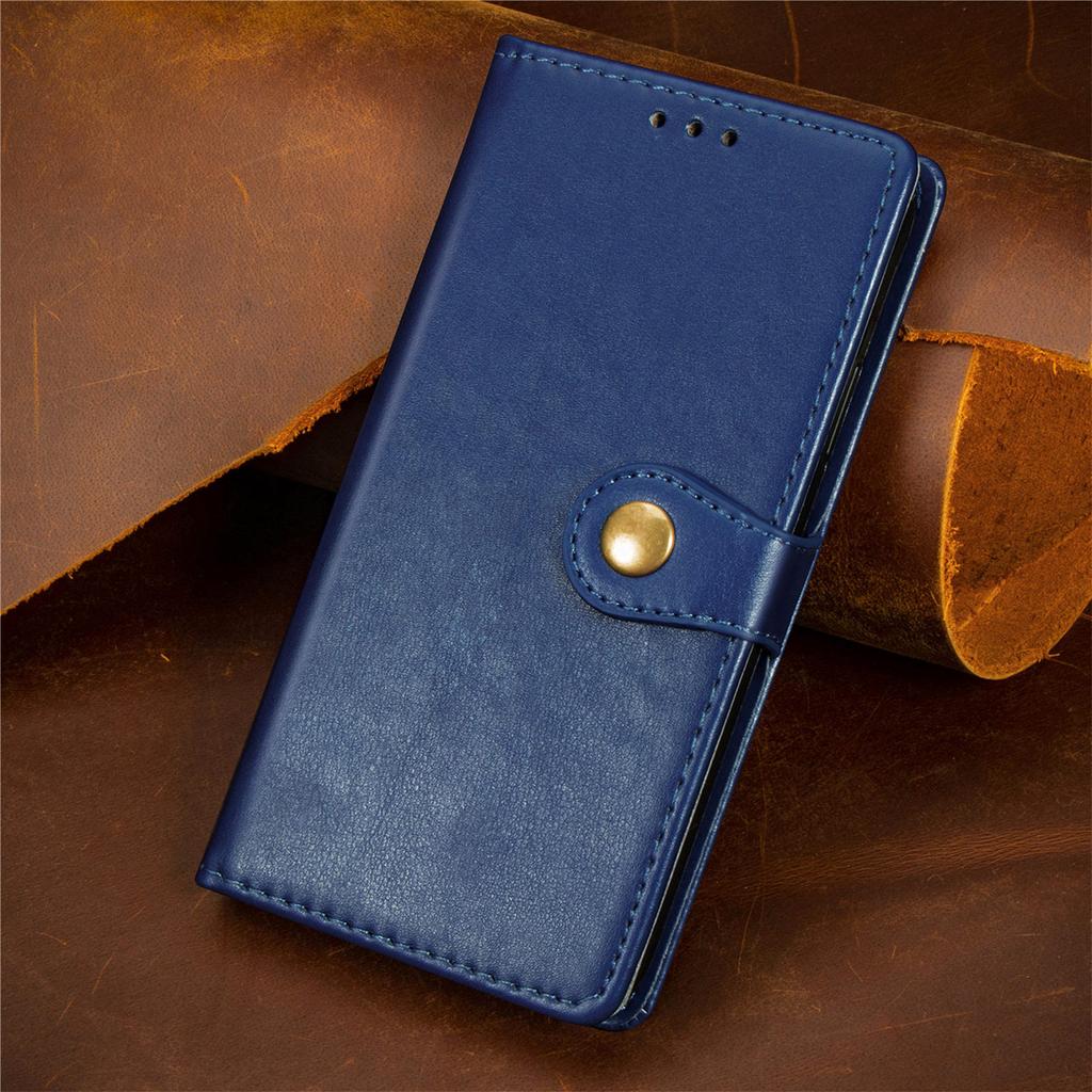 Leather Wallet Flip Case for VIVO Y400 Y300T Y300I Y05 Y04 Y03 Y02 Y02S Y02A Y02T Card Holder, Kickstand, Vintage Button Closure