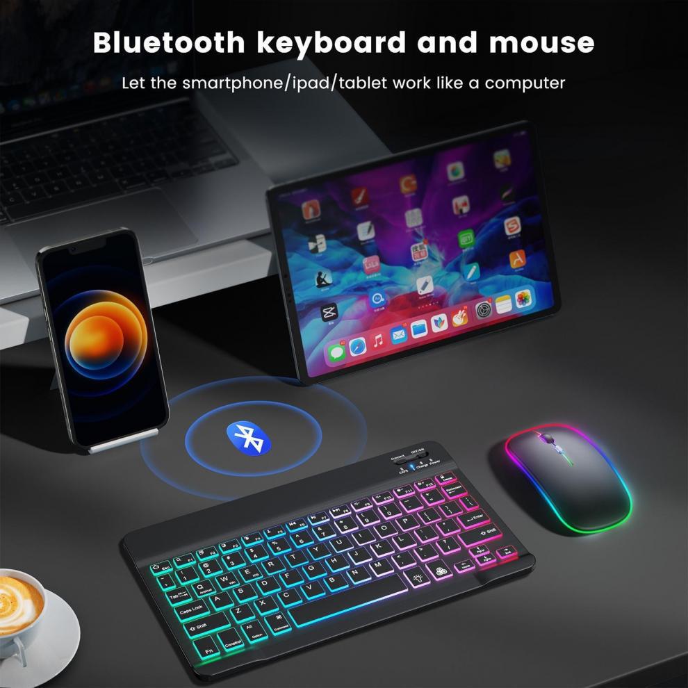 Colorful Bluetooth Magic Keyboard & Mouse Set for Mobile & Tablet
