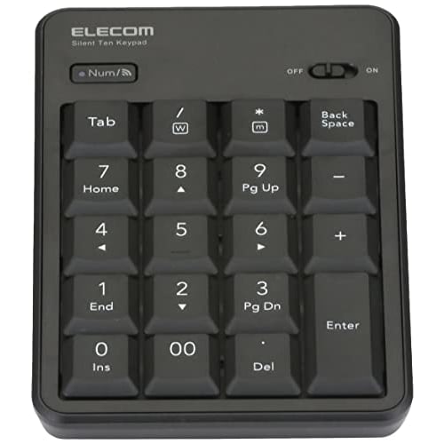 Elecom Numeric Keypad Bluetooth Quiet Design Antibacterial Compatible with Windows/Chrome OS/macOS Black TK-TBM023SKBK