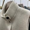 Women Stand Collar Sleeveless Wool Blend Vest Casual Inner Layer