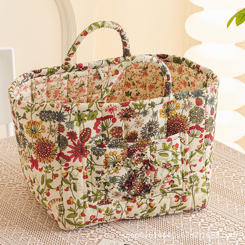 Portable Floral Foldable Storage Basket for Home Textiles and Underwear Organizer