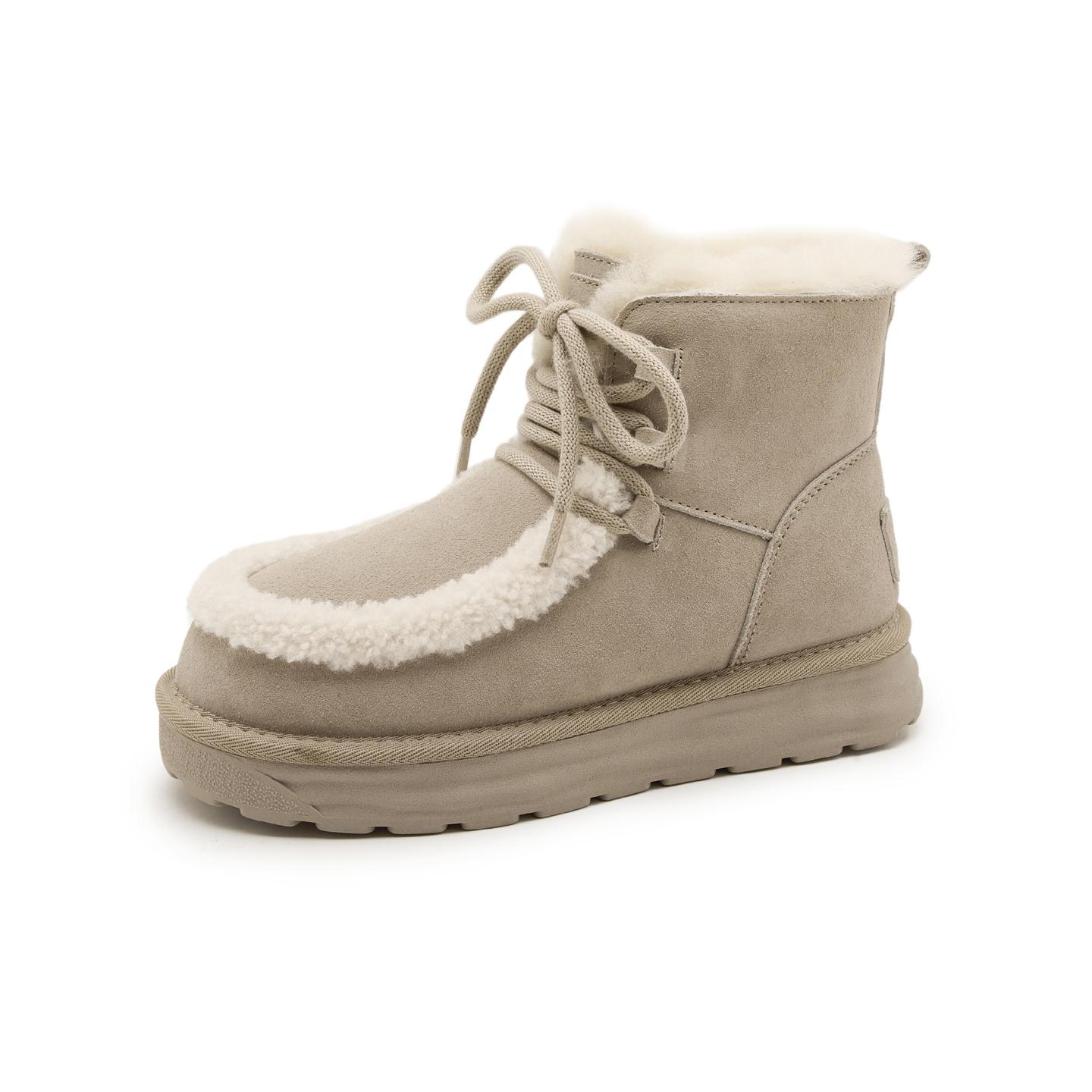 

Женские зимние ботинки на толстой подошве 2025 новые нескользящие кожаные водонепроницаемые утолщенные короткие хлопковые ботинки бархатные короткие ботинки 40