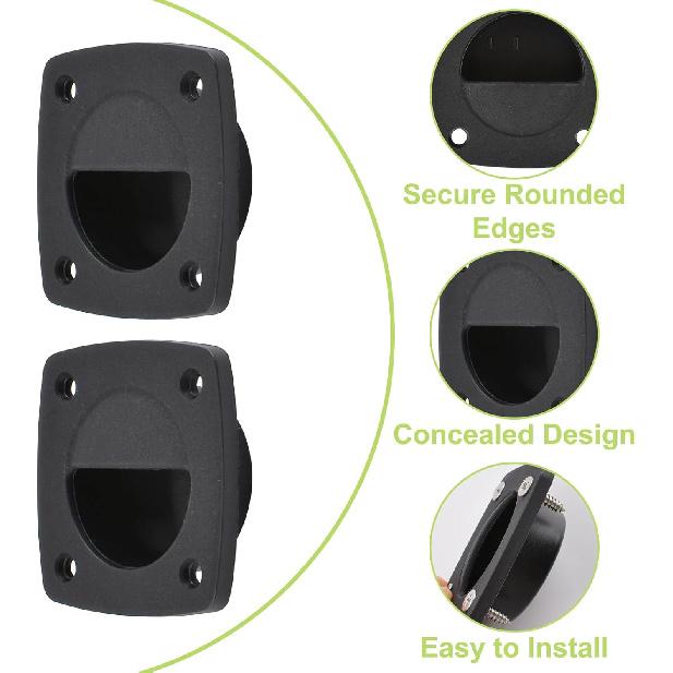 Recessed Sliding Door Handle, 8PCS Black Nylon Flush Pull Handle Hidden Concealed Recessed Sliding Door Pull Handles Closet Knob Flush Finger Cabinet