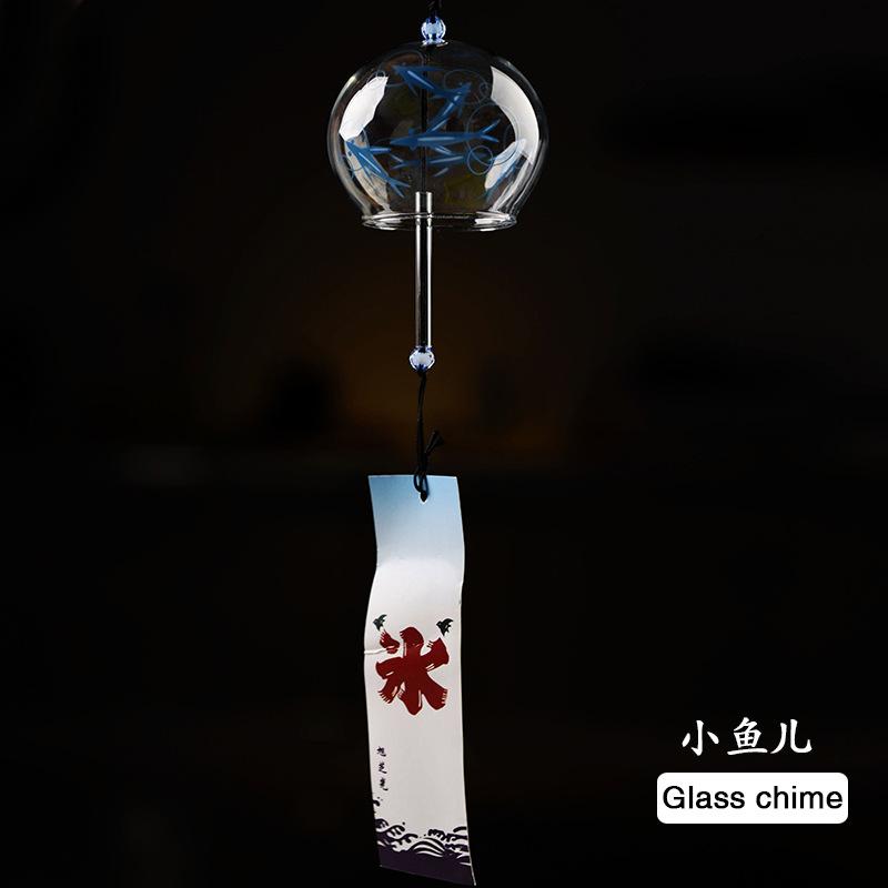 Japanese Style Cute Wind Chime Handmade Glass Painted Hanging Ornament Creative Gift for Girls