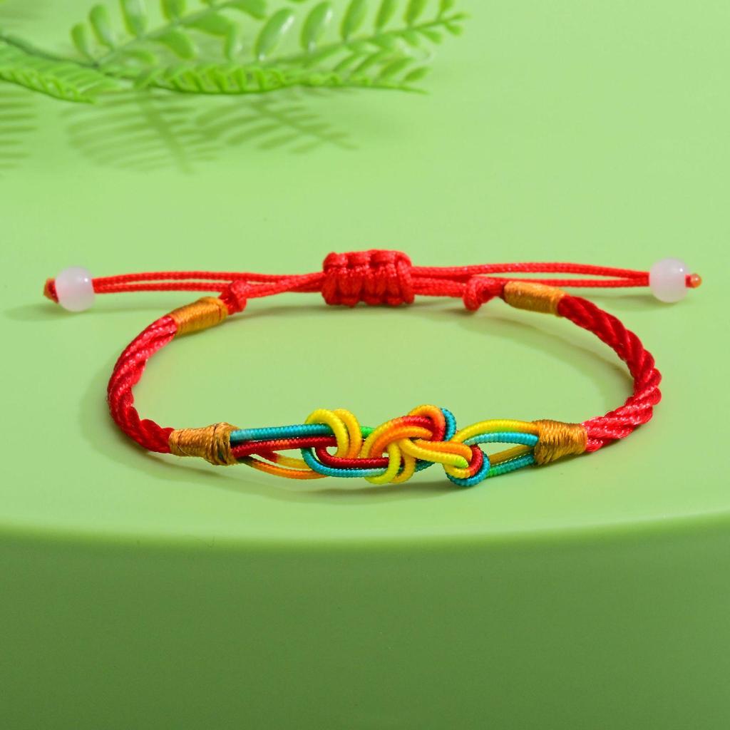 Handgefertigtes Fünffarbiges Knottenarmband: Ethnischer Stil Drachenbootfest-Accessoire für Erwachsene & Kinder