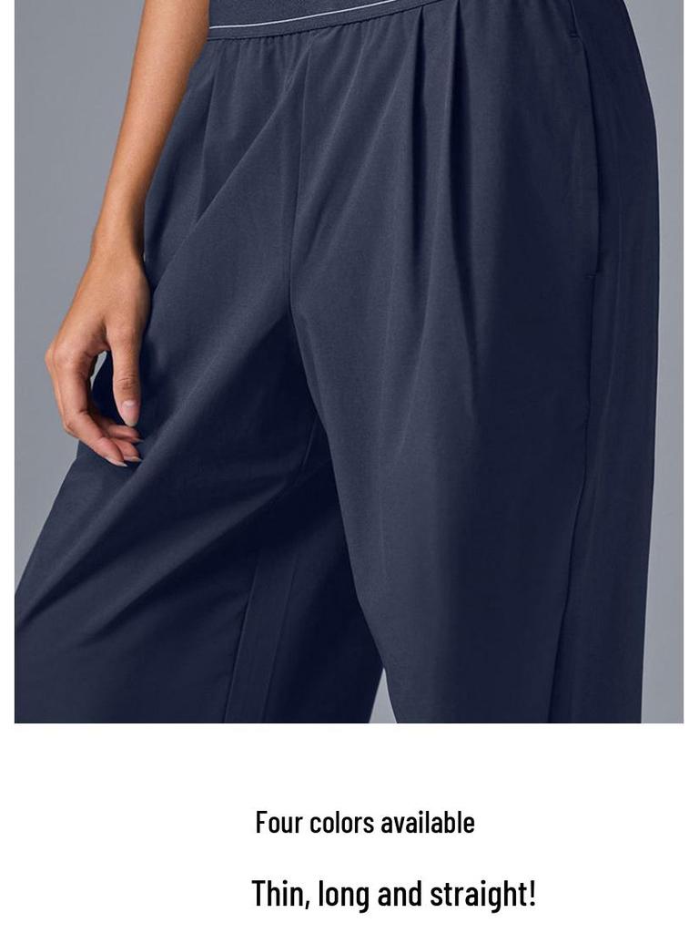 Big Brand Women's High Waist Quick-Dry Yoga Pants: Casual, Straight-Leg, Lightweight, Slimming, and Loose-Fit for Autumn.