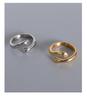 Marka French Double Hand Hug Open Ring - Titanium Steel Pinky/Index Finger Band A203
