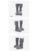 Botas de Nieve Altas Grises para Mujer 2025 para Todas las Estaciones con Suela Gruesa y Forro de Terciopelo - Estilo Algodón de Media Pantorrilla