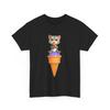 Unisex Adult T Shirt Feline Cute Cat Eating Ice Cream Playful Animation Graphic