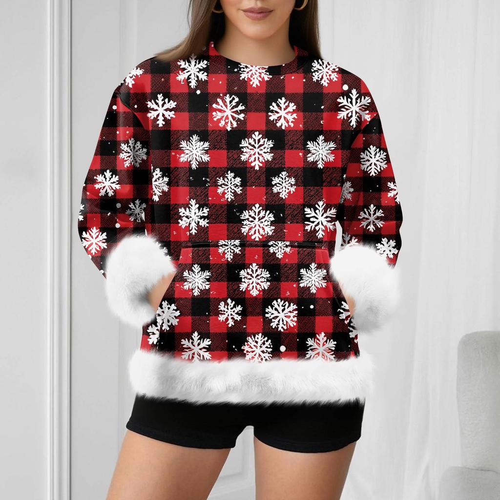 Women's Casual Fashion Christmas Retro Print Long-Sleeve Sweatshirt