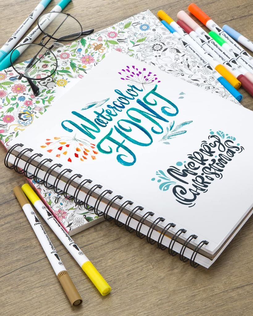 Ohuhu Art 100 Color Pen Brush Extra Fine Picture Coloring Art Storage Case Christmas Gift Markers, Water-based Pens, Colors, Set, Type, Water-based